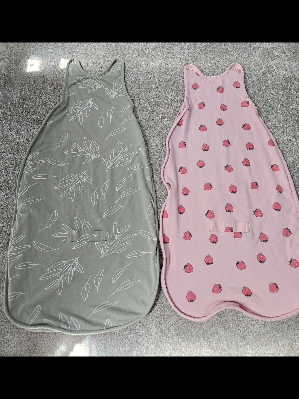 Woolino Sleepsack Bundle, Green Leaves & Pink Strawberries - Picture 2 of 7